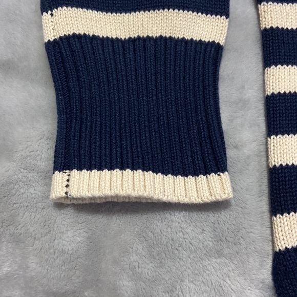 Gap NWT kids size small ribbed sweater striped navy and cream - Picture 2 of 6